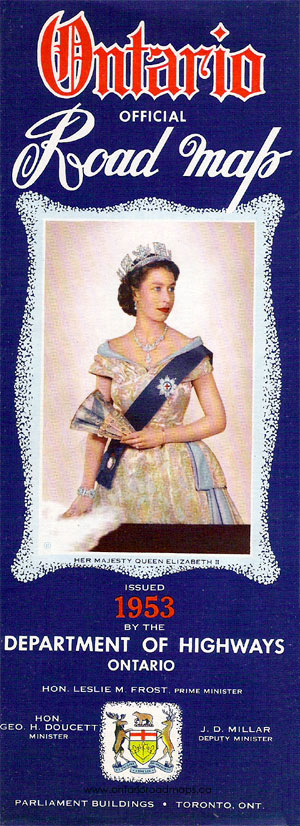 Queen Elizabeth, 1953 Ontario Official Road Map